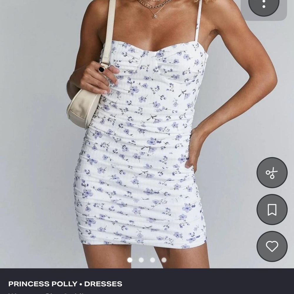 Princess Polly White Mini Dress with Lavender Floral Print